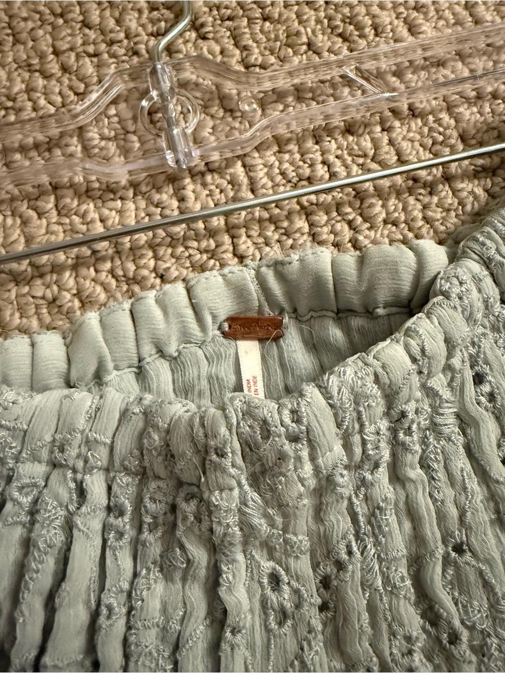 Free People Pale Blue Eyelet High-Low Skirt - Picture 3 of 4